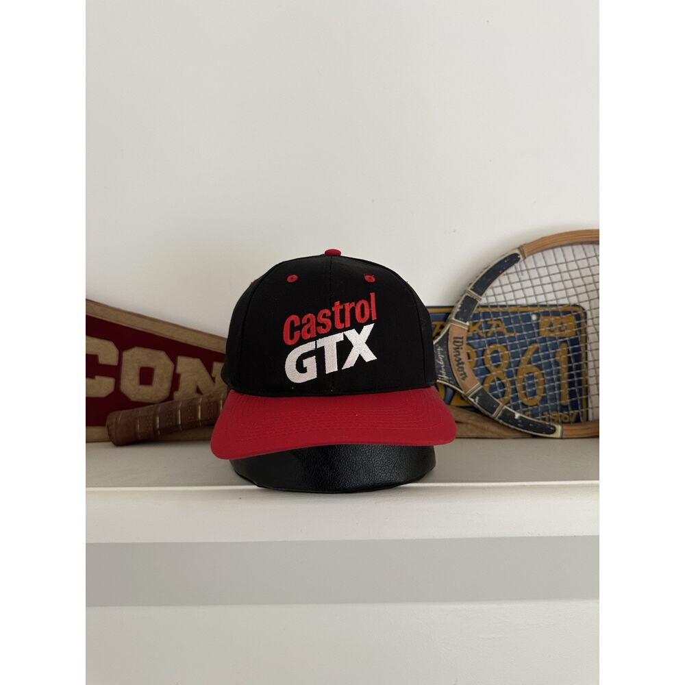 Vintage Castrol GTX Hat Cap Snap Back Embroidered Racing Drive Hard Mens Racing